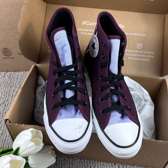NEW Womens 7.5 Custom Converse High Spider Embroidery Two Tone Colorblock Shoe - Picture 4 of 11